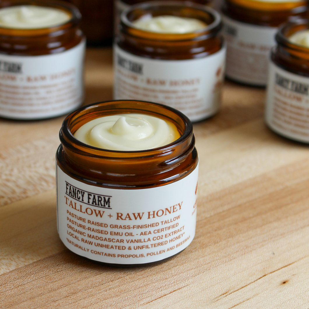 Tallow + Honey Cream with Organic Vanilla Co2 Extract - 2oz Glass Jar