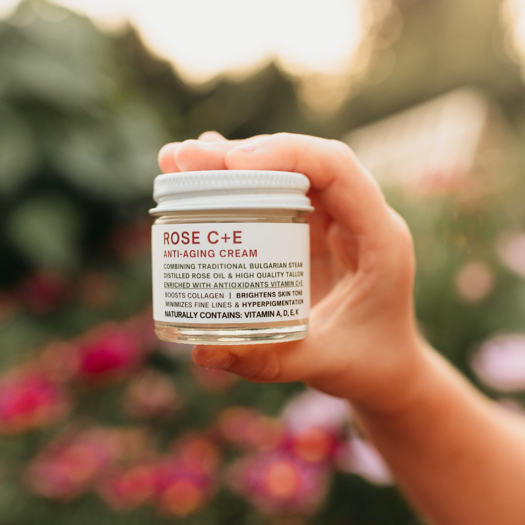 Rose C+E Anti-Aging Cream - 1 oz Glass Jar - Now with EMU oil