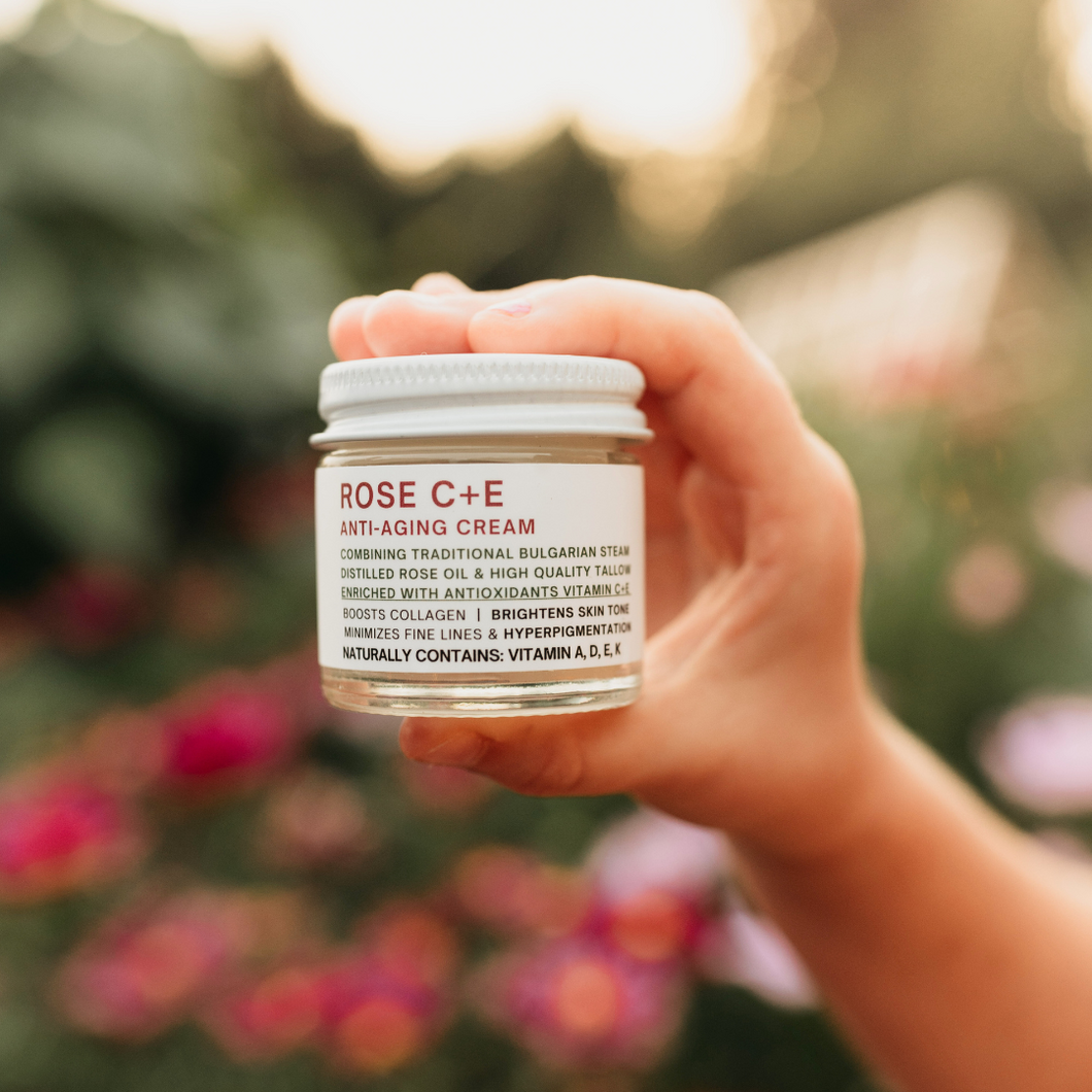 Rose-E + C Anti-Aging Cream - 1 oz Glass Jar - Now with EMU oil