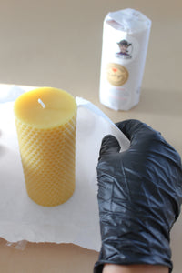 Honeycomb Pillar Candle - 100% Pure Beeswax