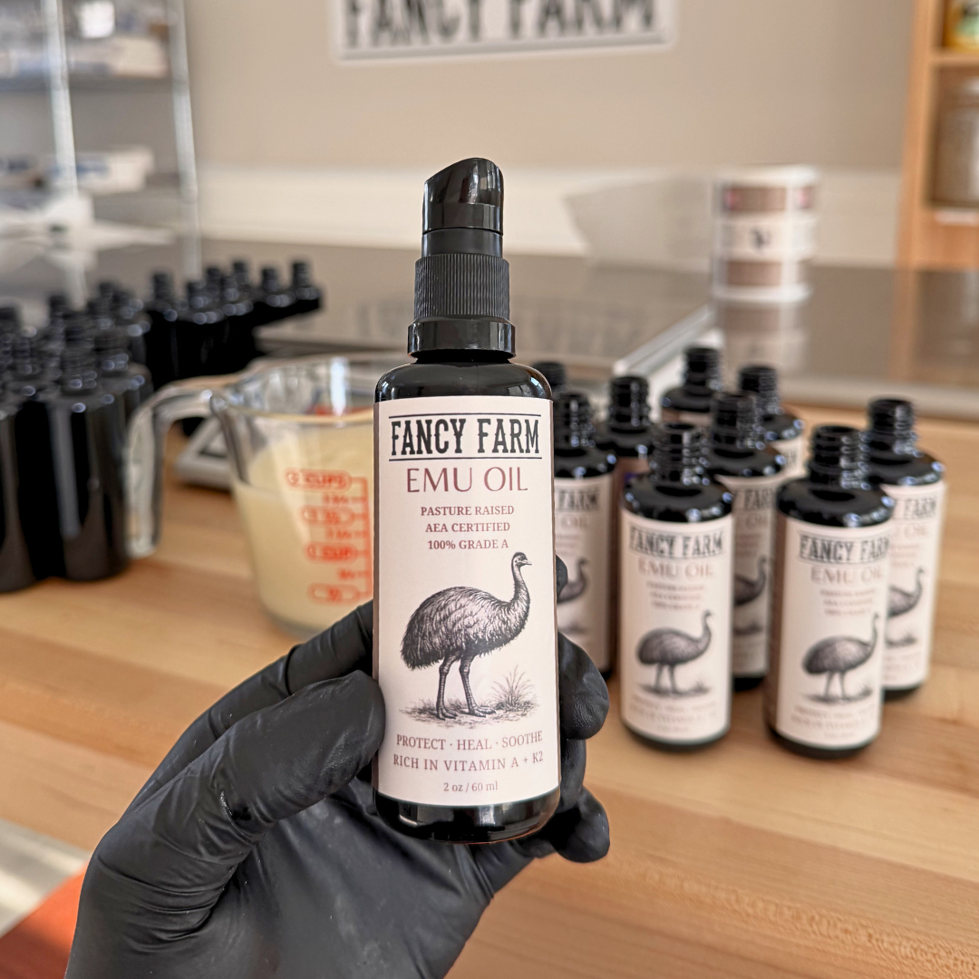 Emu Oil - Grade A, Pasture Raised, AEA Certified – Fancy Farm Skincare