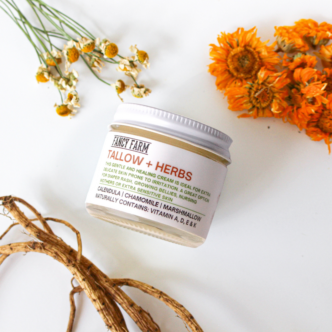 Tallow + Herbs Cream (Calendula, Chamomile and Marshmallow Root Infused Tallow)